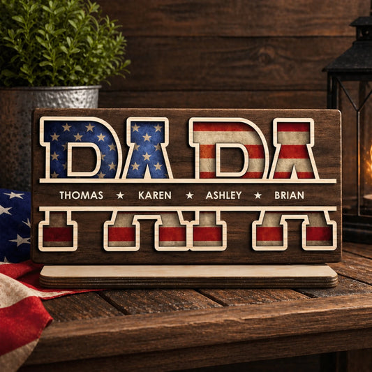 Dad America - Personalized Wood Plaque
