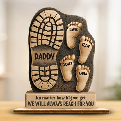 Your Footsteps Led Our Way — Personalized Wooden Plaque Gift for Dad & Grandpa