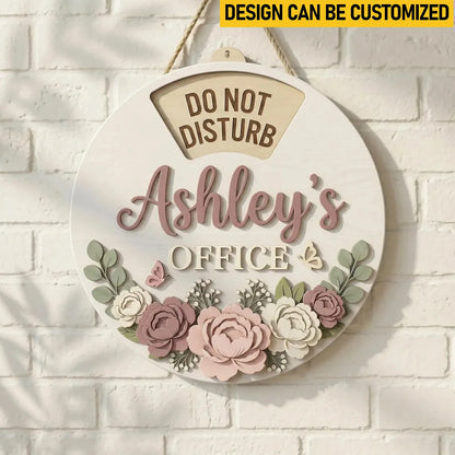 Custom Rotating Wooden Door Sign - Personalized Office Status Spinner,6 Rotating Text, Wooden Work In Progress Sign for Boss Desk Door Decor