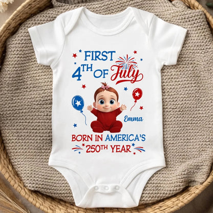 Custom Baby Onesie - Personalized Baby Shower, Gender Reveal, America 250th Anniversary Gifts For New Moms, New Dads, New Parents - Little Star Of Freedom