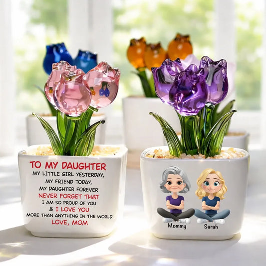 Custom Glass Everlasting Tulips-Personalized My Daughter Forever