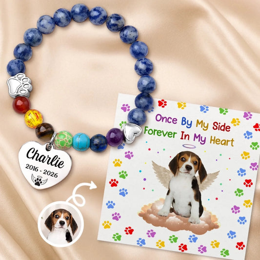 Custom Photo Rainbow Bridge Bracelet - Personalized Pet Memorial Sympathy Gifts For Dogs, Cats - Until I See You Again
