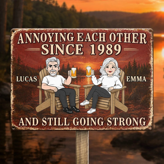Custom Home Decor Metal Sign - Personalized Anniversary Wedding Gifts For Husband And Wife, Him And Her - Crazy Together Since Forever