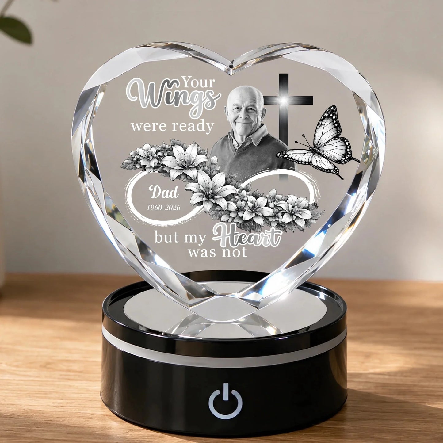 Custom Engraved Heart 3D Crystal Photo WithStand-Personalized In Loving Memory Gift WithCustom Photo