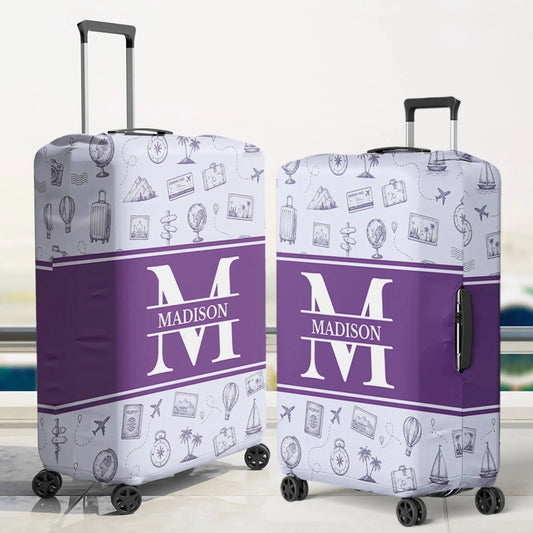 Custom Luggage Cover - Personalized Summer Vacation And Travel Gifts For Women, Men - Adventure Starts Here