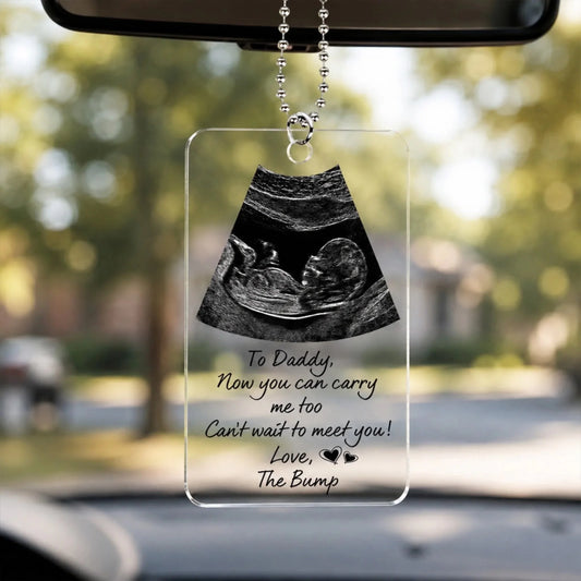 Custom Acrylic Car Hanger-Personalized Pregnancy Reveal For Dad，Sonogram Photo Keepsake, Gift For First Dad