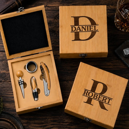 Custom Wine Opener Set - Personalized Birthday Gifts For Dad, Brother, Grandpa, Husband - Built For Greatness
