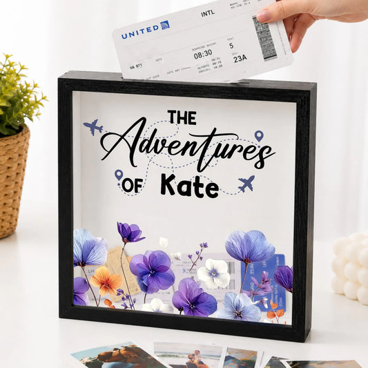 Costom Memory Box-Personalized The Adventure Of Travel Lover Birth Flowers