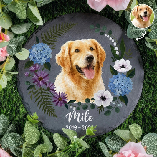 Custom Memorial StoneForever-Personalized Loved,Forever Missed,Pet Loss Gift,-Pet Floral Memorial