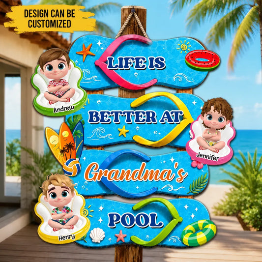 Custom Wood Sign - Personalized Summer Vacation And Travel Gifts For Grandma, Grandpa-Flip Flop Life
