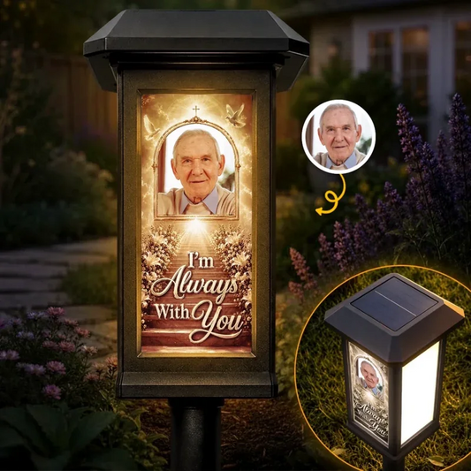 Custom Photo Solar Garden Light - Personalized Memorial Sympathy Gifts For Loss Of Mom, Dad - Forever With You