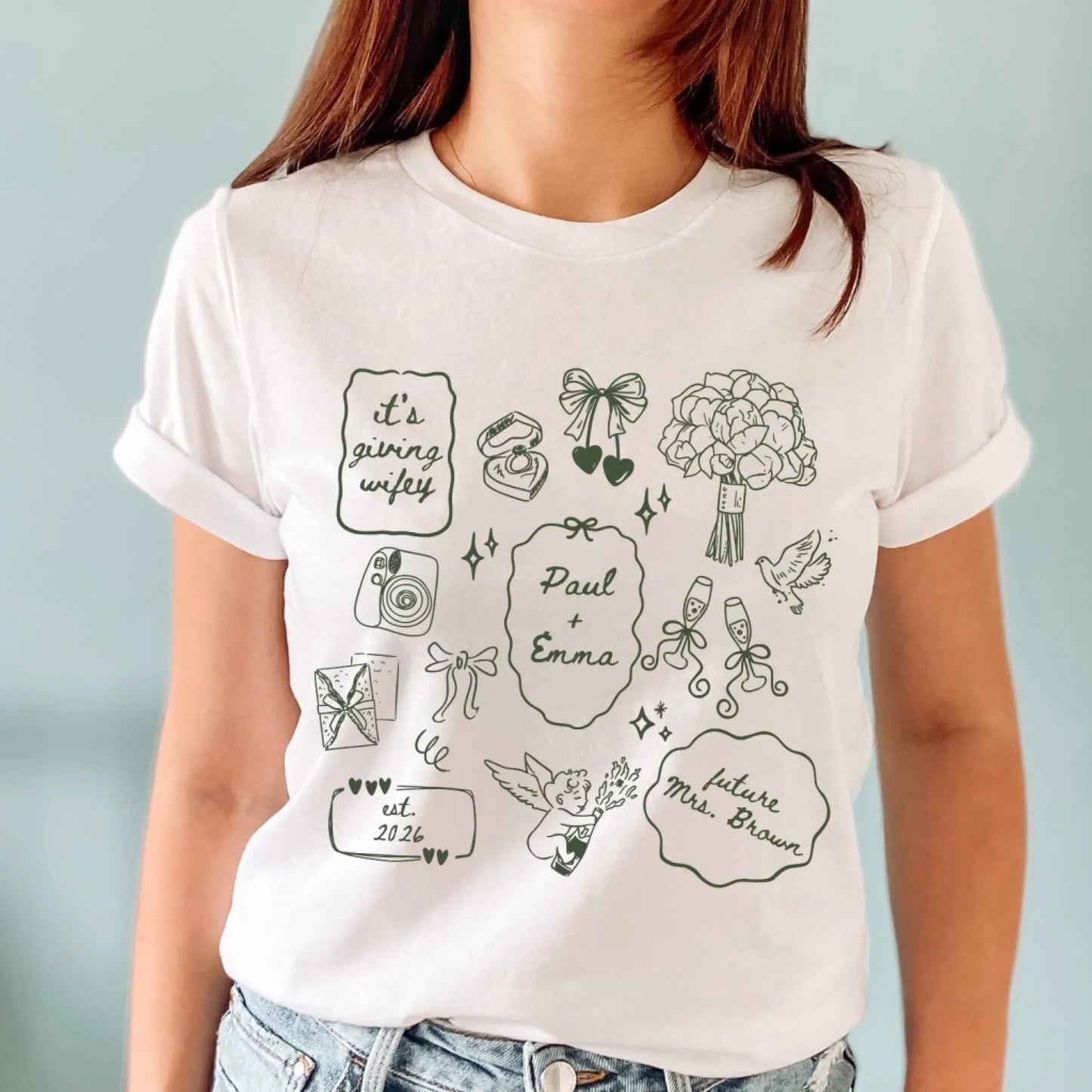 Custom T-Shirt - Personalized Future Mrs Shirt, Engagement Shirt, Gift For Anniversary Wifey Shirt Newly Engaged Gift-It's Giving Wifey Bridal