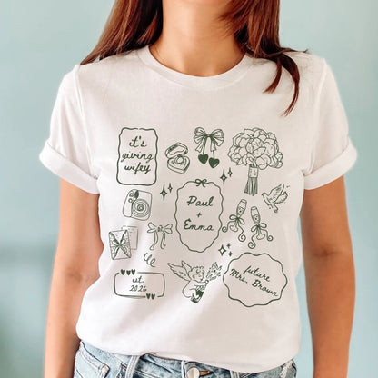 Custom T-Shirt - Personalized Future Mrs Shirt, Engagement Shirt, Gift For Anniversary Wifey Shirt Newly Engaged Gift-It's Giving Wifey Bridal