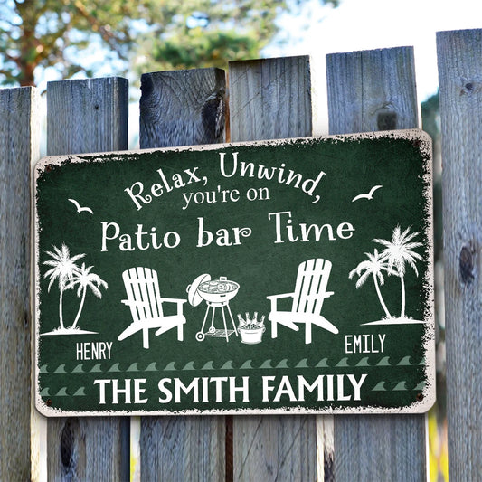 Custom metal Sign - Personalized Summer Vacation And Travel GiftsFor Husband And Wife, Him And Her -It Is Patio Time