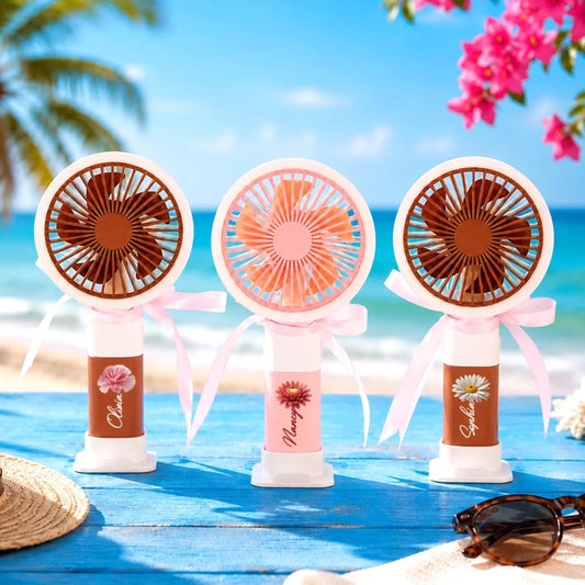 Custom Handheld Fan - Personalized Wedding Party Favor Gifts For Guests, Adults - Bridal Party Main Cooling Crew
