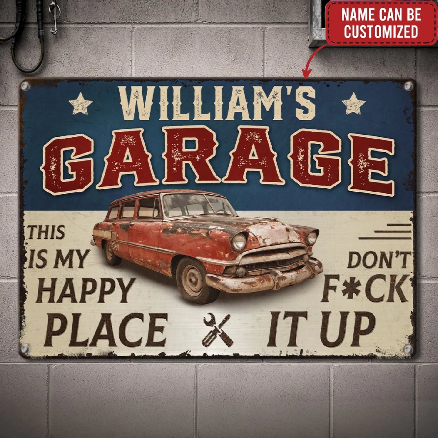 Custom Photo Home Decor Metal Sign - Personalized Birthday Gifts For Men, Man Cave, Dad, Grandpa - Garage Therapy