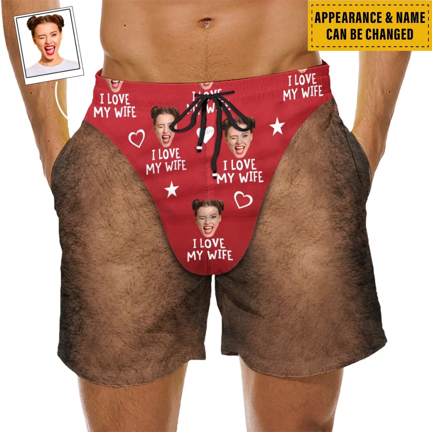 Funny Love My Wife - Personalized Custom Beach Shorts