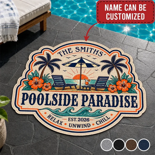 Custom Poolside Shaped Doormat - Personalized Summer Vacation And Travel Gifts For Mom, Dad, Brother, Sister, Kids - Making Summer Memories