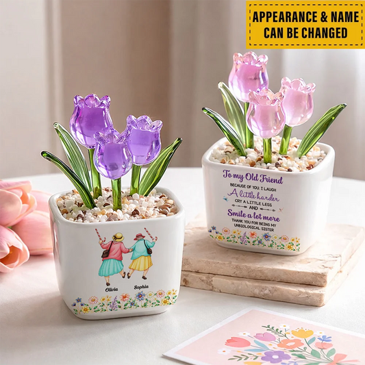 Cry A Little Less And Smile More - Personalized Custom Glass Everlasting Tulips
