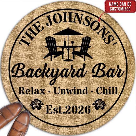 Welcome To Our Backyard Oasis - Personalized Custom Doormat