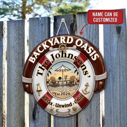 Custom Poolside Wood Sign - Personalized Summer Vacation And Travel Gifts For Mom, Dad, Brother, Sister, Kids - Outdoor Happy Place