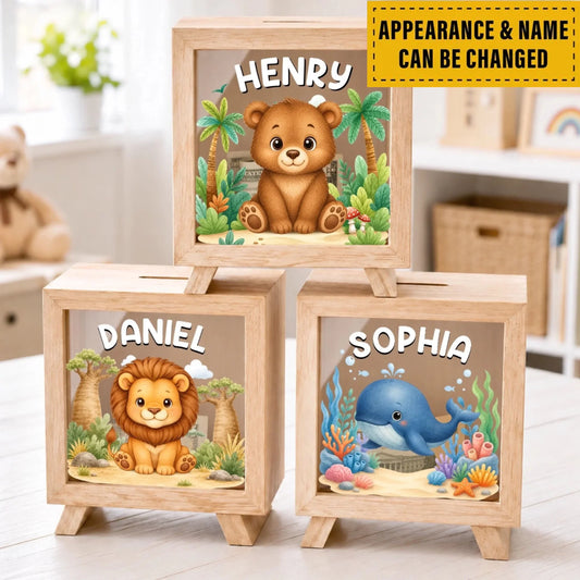 Custom Wooden Piggy Bank - Personalized Birthday Gifts For Son , Daughter - Little Saver Big Dreams