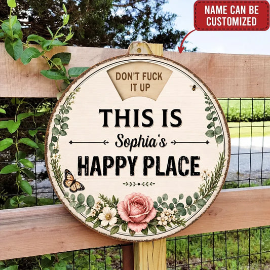 Custom Rotating Wooden Door Sign - Personalized Backyard Name Sign with Floral Design - Perfect for Garden Lovers