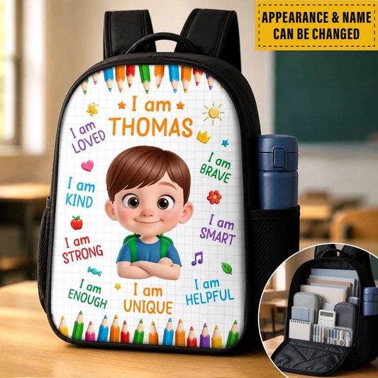 Custom Kids Front Printed Backpack - Personalized Back To School Gifts For Kids - I Am Strong