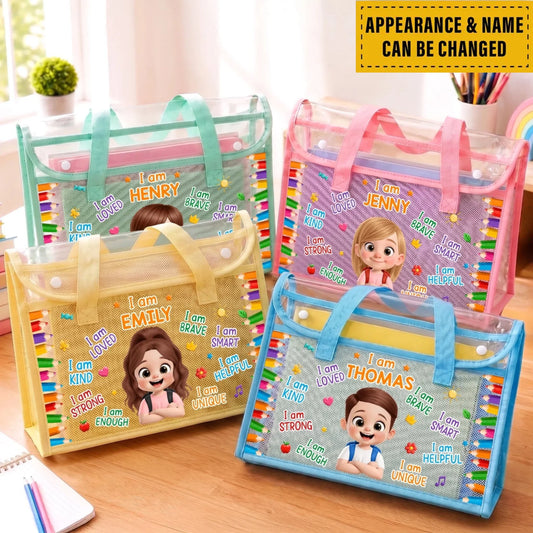 Custom Kids File Folder Bag - Personalized Back To School Gifts For Kids - Imagine Create Smile