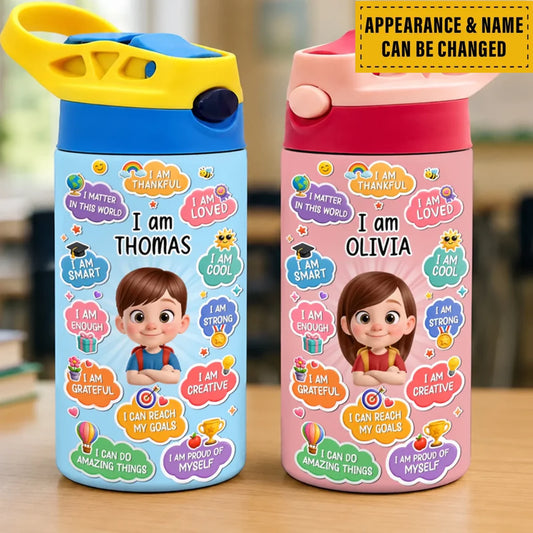 Custom Kids Insulated Water Bottle - Personalized Back To School Gifts For Kids - Bright Days Ahead