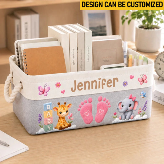 Custom Storage Basket - Personalized Baby Shower, Gender Reveal Gifts For New Moms, New Dads, New Parents - Loved From Day One