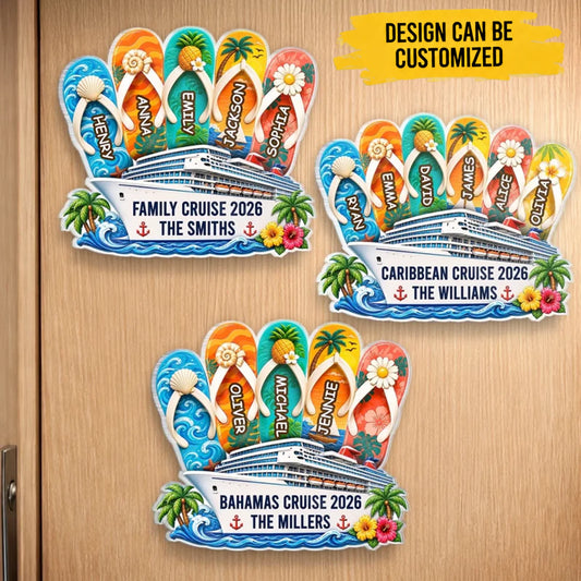 Custom Cruise Ship Door Magnet - Personalized Summer Vacation And Travel Gifts For Mom, Dad, Brother, Sister - Sailing Together