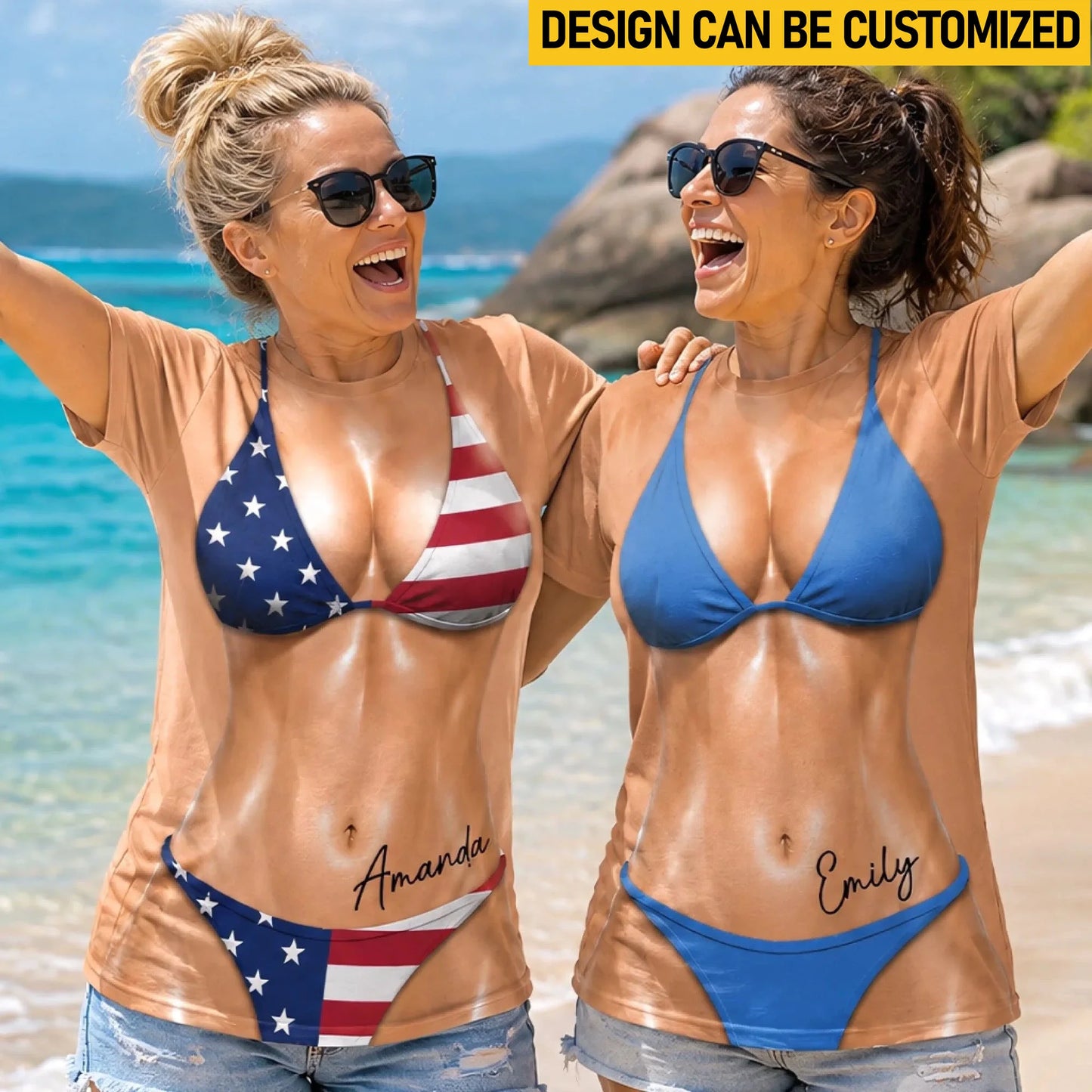 Custom Funny Patriotic T-shirt - Personalized Birthday Gifts For Wife, Daughter, Besties, Sisters, Granddaughter, Grandma, Mom, Yourself - Sun Kissed Confidence