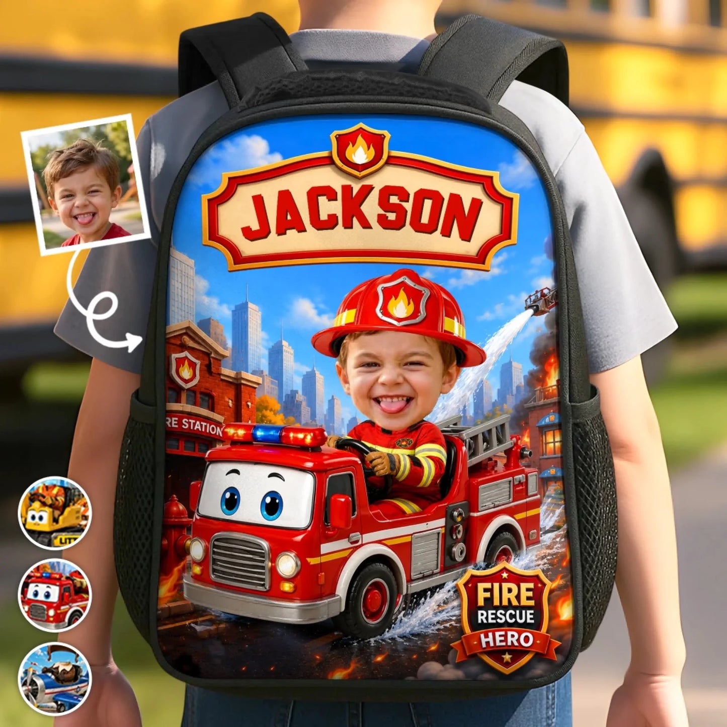 Custom Photo Kids Front Printed Backpack - Personalized Back To School Gifts For Kids - Little Hero Big Dreams