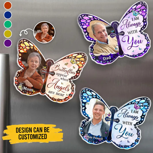 Custom Photo Acrylic Fridge Magnet - Personalized Memorial Sympathy Gifts For Loss Of Mom, Dad - Forever Loved Never Forgotten