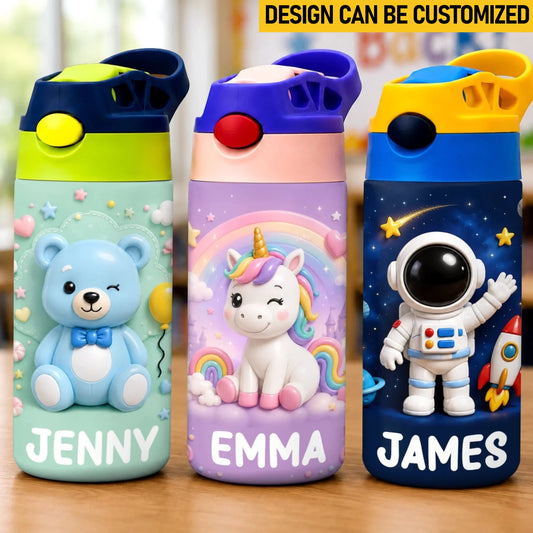 Custom Kids Insulated Water Bottle - Personalized Back To School Gifts For Kids - Little Steps Big Dreams