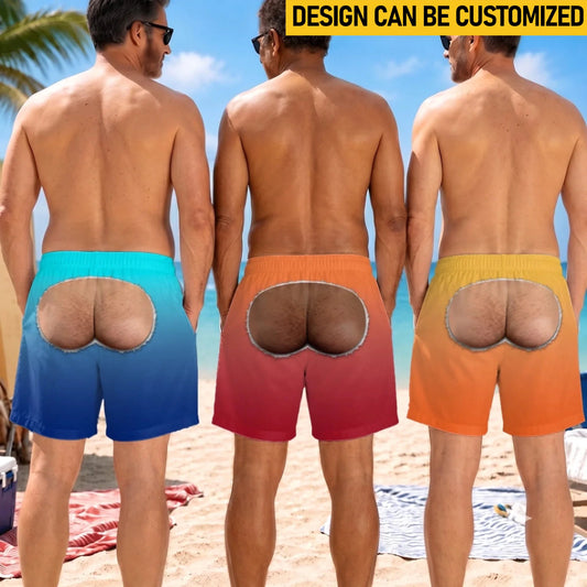 Custom Funny Men Swim Trunks - Personalized Birthday Gifts For Husband, Son, Grandson, Brother, Grandpa, Dad, Yourself - Looking Back
