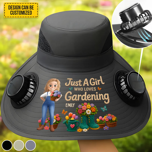 Custom Hat With Fans Solar Power - Personalized Birthday Garden Gifts For Gardeners - Cool Shade, Happy Planting