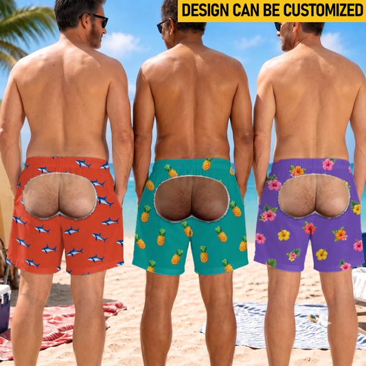 Custom Funny Men Swim Trunks - Personalized Birthday Gifts For Husband, Son, Grandson, Brother, Grandpa, Dad, Yourself - Rear View Champion