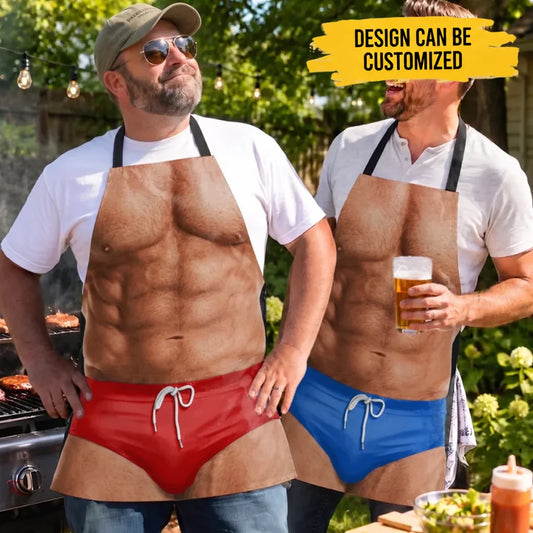 Custom Funny Apron - Personalized Birthday Gifts For Husband, Son, Grandson, Brother, Grandpa, Dad, Yourself - I Flex When I Cook