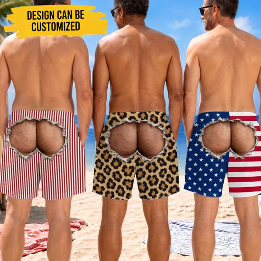 Custom Funny Men Swim Trunks - Personalized Birthday Gifts For Husband, Son, Grandson, Brother, Grandpa, Dad, Yourself - Crack Me Up Beach Life
