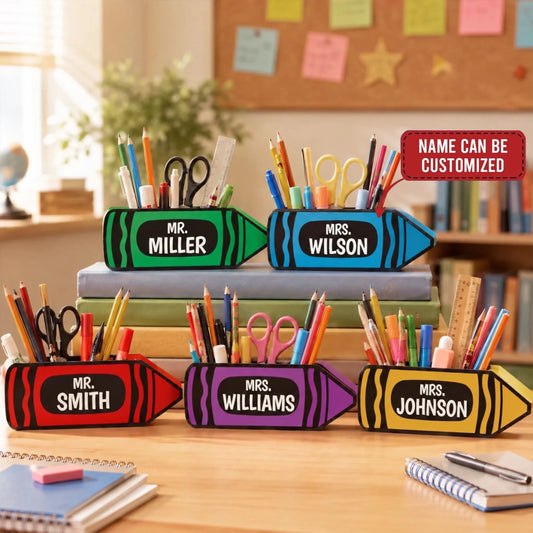 Custom Wooden Pencil Holder - Personalized Teacher Appreciation, Back To School Gifts For Teachers - Making Learning Fun Together