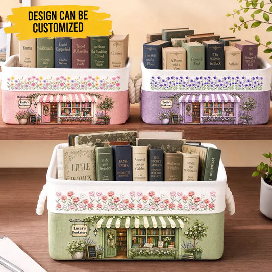 Custom Storage Basket - Personalized Bookish Gifts For Book Lovers, Bookworms, Readers - The Little Corner Bookshop