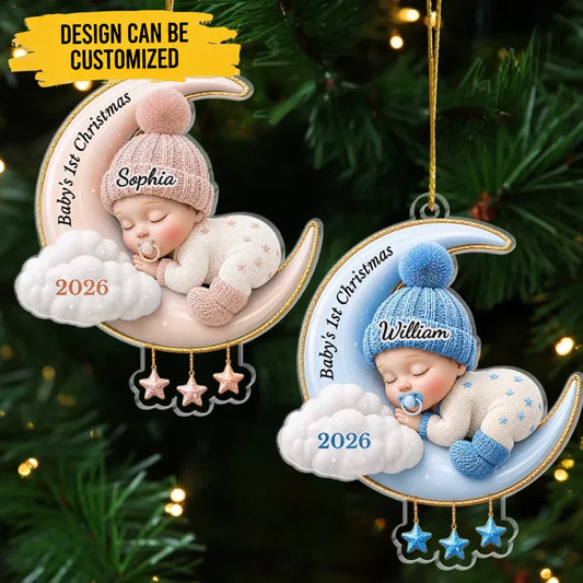 Custom Acrylic Ornament - Personalized Baby Shower, Gender Reveal Gifts For New Moms, New Dads, New Parents - Tiny Miracle Arrived
