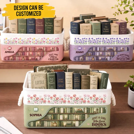 Custom Storage Basket - Personalized Bookish Gifts For Book Lovers, Bookworms, Readers - Find Your Story Here