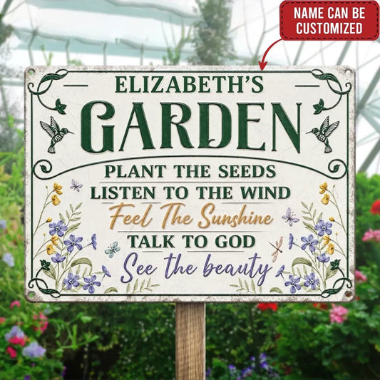 Custom Home Decor Metal Sign - Personalized Birthday Garden Gifts For Gardeners - Planting Smiles, Growing Happiness