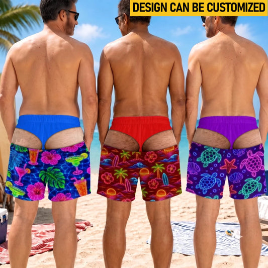 Custom Funny Men Swim Trunks - Personalized Birthday Gifts For Husband, Son, Grandson, Brother, Grandpa, Dad, Yourself - Best View From Behind