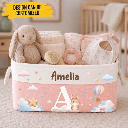 Custom Storage Basket - Personalized Baby Shower, Gender Reveal Gifts For New Moms, New Dads, New Parents - Dream Big My Little Star
