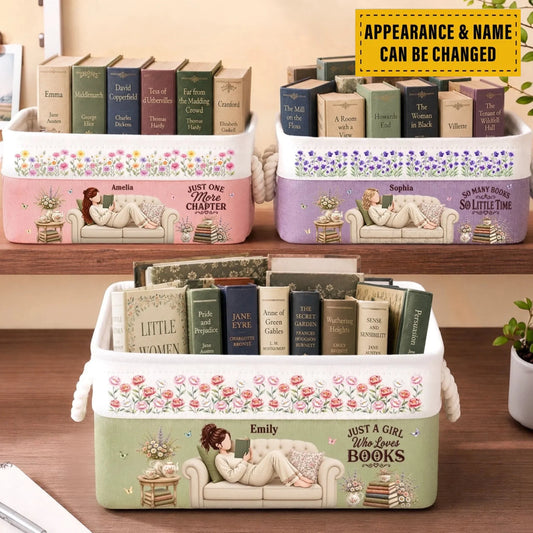 Custom Storage Basket - Personalized Bookish Gifts For Book Lovers, Bookworms, Readers - Lost In Good Books