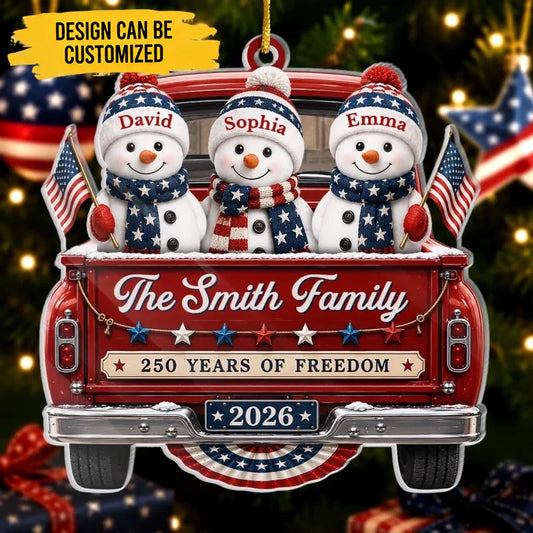 Custom Acrylic Ornament - Personalized America 250th Anniversary Christmas Gifts For Mom, Dad, Brother, Sister - Driven By Love United By Freedom